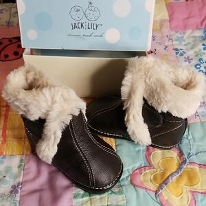 Jack & Lily Brown Baby Boots with Cream Fur